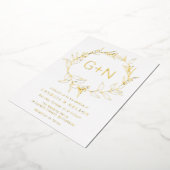 モダン金ゴールドモノグラ離れムリース結婚ズゴールデン 箔招待状 (回転した状態)