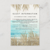 モダン金ゴールドヤシの木のビーチ挿入詳細結婚の エンクロージャーカード (正面)