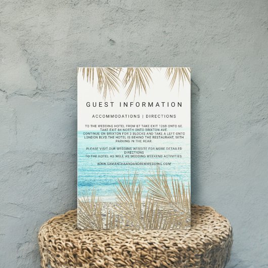 モダン金ゴールドヤシの木のビーチ挿入詳細結婚の エンクロージャーカード