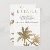 モダン金ゴールドヤシの木エレガントな結婚式詳細 エンクロージャーカード (正面/裏面)