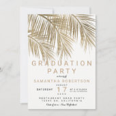 モダン金ゴールドヤシエレガントツリー卒業 招待状 (正面)