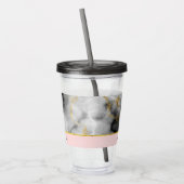 モダン金ゴールドリボン付きスモーキーな灰色の大理石 アクリルタンブラー (左)