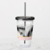 モダン金ゴールドリボン付きスモーキーな灰色の大理石 アクリルタンブラー (右)