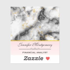 モダン金ゴールドリボン付きスモーキーな灰色の大理石 シール