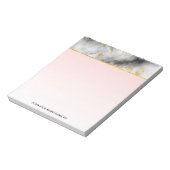 モダン金ゴールドリボン付きスモーキーな灰色の大理石 ノートパッド (回転)