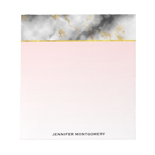 モダン金ゴールドリボン付きスモーキーな灰色の大理石 ノートパッド (正面)