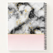 モダン金ゴールドリボン付きスモーキーな灰色の大理石 ノートブック (裏面)