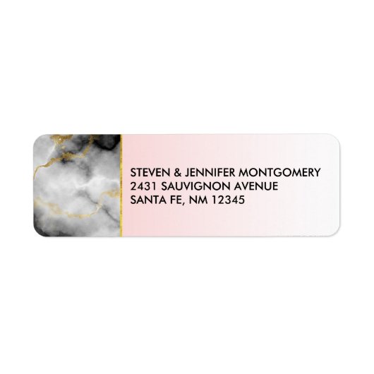 モダン金ゴールドリボン付きスモーキーな灰色の大理石 ラベル (正面)