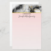 モダン金ゴールドリボン付きスモーキーな灰色の大理石 便箋 (正面/裏面)