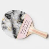 モダン金ゴールドリボン付きスモーキーな灰色の大理石 卓球ラケット (横)
