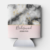 モダン金ゴールドリボン付きスモーキーな灰色の大理石 缶クーラー (裏面)