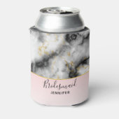 モダン金ゴールドリボン付きスモーキーな灰色の大理石 缶クーラー (缶裏面)