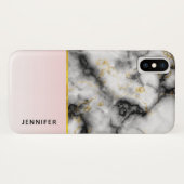 モダン金ゴールドリボン付きスモーキーな灰色の大理石 Case-Mate iPhoneケース (裏面(横))