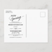 モダン金ゴールドリボン黒の新規開口部 インビテーションポストカード (裏面)