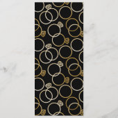 モダン金ゴールドリングや輪カスタムウェディングメニューブラック メニュー (裏面)