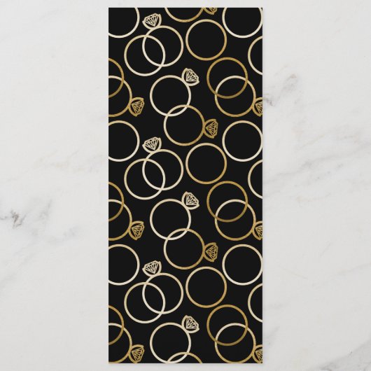 モダン金ゴールドリングや輪カスタムウェディングメニューブラック メニュー (裏面)