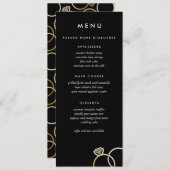 モダン金ゴールドリングや輪カスタムウェディングメニューブラック メニュー (正面/裏面)