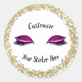 モダン金ゴールドリングや輪ピンクグリッターメイクアップまつげ ラウンドシール