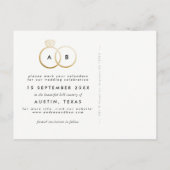 モダン金ゴールドリングや輪日付はがきを保存 案内ポストカード (裏面)