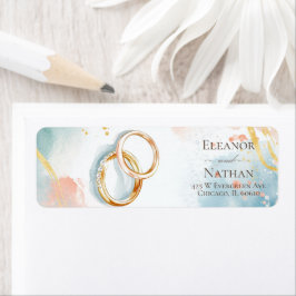 モダン金ゴールドリングや輪春の結婚式 ラベル