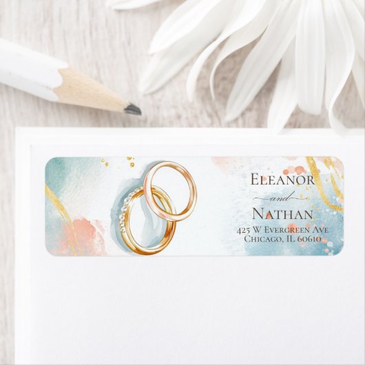モダン金ゴールドリングや輪春の結婚式 ラベル (インサイチュ)
