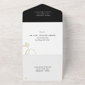 モダン金ゴールドリングや輪白黒結婚ズ オールインワン招待状 (外側)