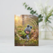 モダン金ゴールドリースカードはがき シーズンポストカード (スタンド正面)