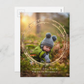 モダン金ゴールドリースカードはがき シーズンポストカード (正面/裏面)