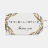 モダン金ゴールドリーフリース結婚のギフトメッセージカード ギフトタグ (正面(横))