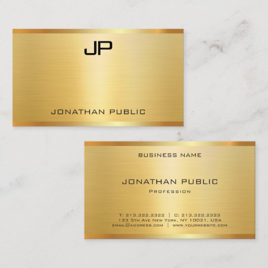 モダン金ゴールドルッエレガントクグラマラスプロフェッショナル 名刺 (正面/裏面)