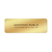 モダン金ゴールドルックシンプルシックプレーン差出人住所 ラベル (正面)
