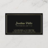 モダン金ゴールドルックブラックデザインエレガントクリエイティブ 名刺 (裏面)