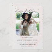 モダン金ゴールドレインボーシンプルフォト | バースデー 招待状 (正面/裏面)