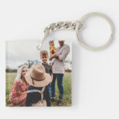 モダン金ゴールドレタリングファミリーフォトカスタム キーホルダー (裏面)