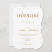 モダン金ゴールドレタリングリハーサル夕食招待状 招待状 (正面)