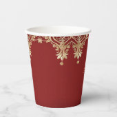 モダン金ゴールドレッドフローラ紙カップ 紙コップ (正面)