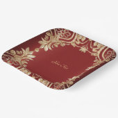 モダン金ゴールドレッドフローラ紙プレート ペーパープレート (傾斜あり)