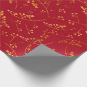 モダン金ゴールドレッドベリーイラストレーションパターン ラッピングペーパー (角)