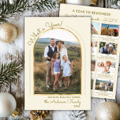 モダン金ゴールドレビューのArch Year In Review写真コラージュ シーズンカード