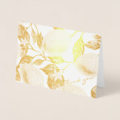 モダン金ゴールドレモ葉ン&ズ結婚Thank you 実在.com 箔カード (正面)