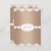 モダン金ゴールドレース婚約パーティRSVP 招待状 (正面/裏面)