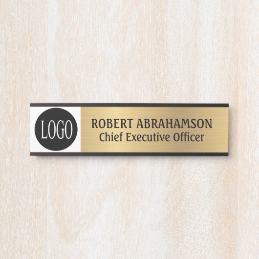 モダン金ゴールドロゴOffice Doorシンボルや象徴の署名 サインプレート (正面)