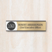 モダン金ゴールドロゴOffice Doorシンボルや象徴の署名 サインプレート (正面)