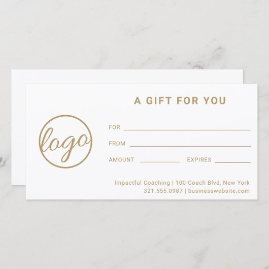 モダン金ゴールドロシンプルゴ商品券 (正面/裏面)