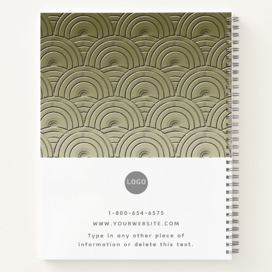 モダン金ゴールド会社のロゴの電話番号のプロモーション ノートブック (裏面)