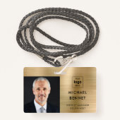 モダン金ゴールド会社の写真ID バッジ (正面ランヤード)