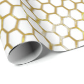 モダン金ゴールド六角ビーハイブ抽象芸術パターン ラッピングペーパー (ロールコーナー)