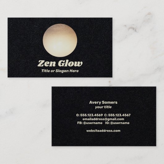 モダン金ゴールド円（黒） 名刺 (正面/裏面)