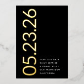 モダン金ゴールド写はっきりした真日救日 箔招待状 (正面)