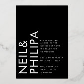 モダン金ゴールド写はっきりした真日救日 箔招待状 (裏面)